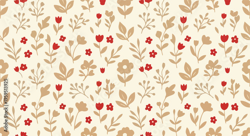 Minimalist_Red_Floral_and_Beige_Leaves_Seamless_Pattern_Background