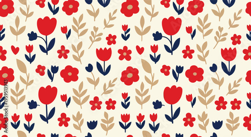 Red_Floral_with_Navy_Blue_and_Beige_Leaves_Seamless_Pattern