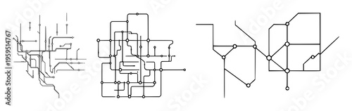 Digital Plumbing set with abstract line art network design featuring sharp black ink, data flow, connectivity theme with vector and illustration
