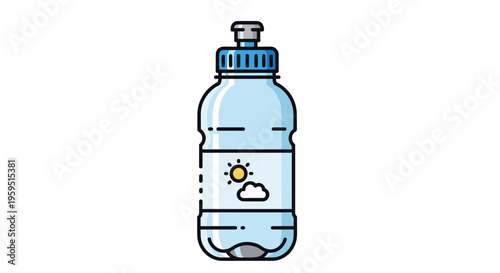 Plastic Water Bottle with Sun Cloud.