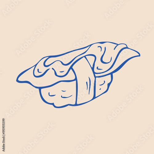 Hand drawn sushi Doodle. Vector Illustration of Japanese Food