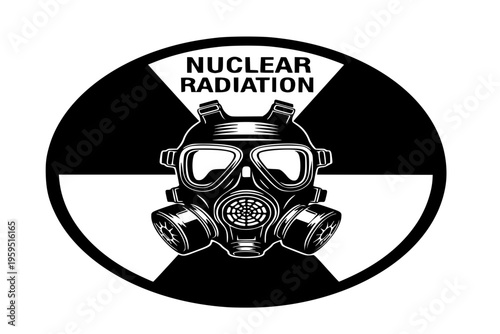 Nuclear Radiation Hazard Symbol Gas Mask Fallout Protection Safety Warning Black Vector Silhouette