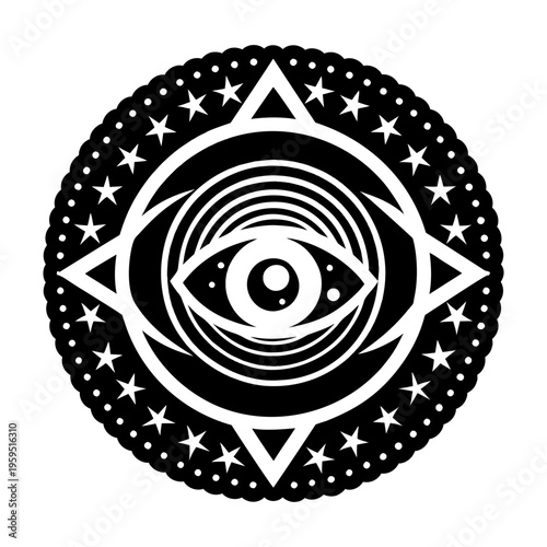 A glyph style icon of cosmic eye