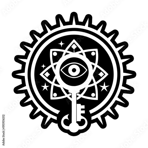 A glyph style icon of celestial key symbol