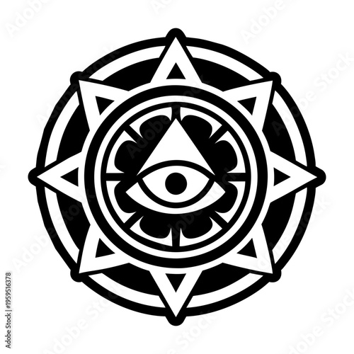 A glyph style icon of esoteric symbol