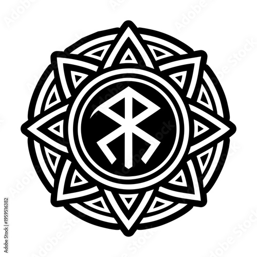 A glyph style icon of rune symbol