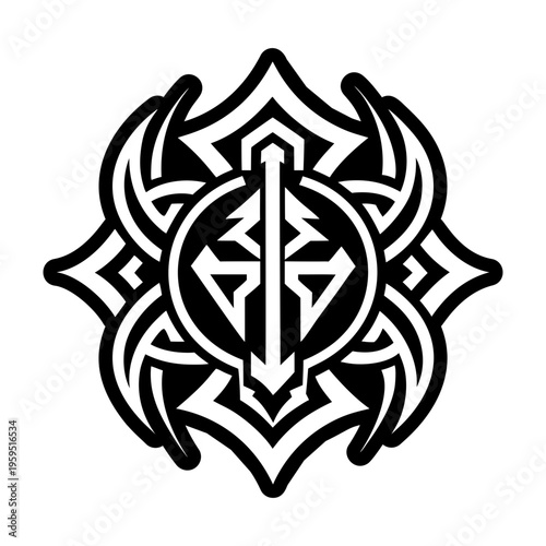 A glyph style icon of a tribal symbol