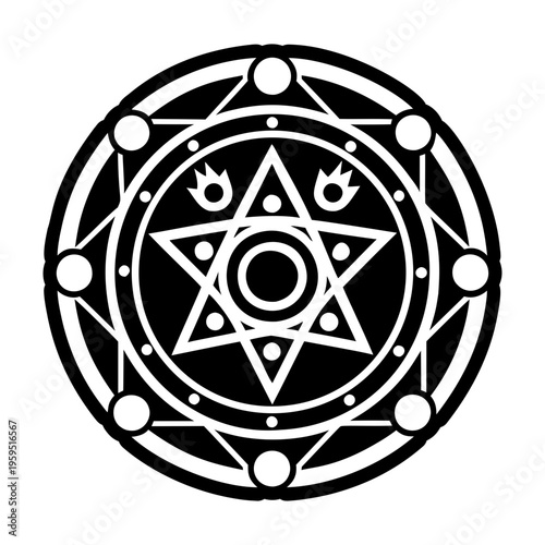 Star sigil icon in glyph style