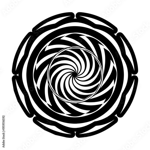 A glyph style con of a spiral tattoo