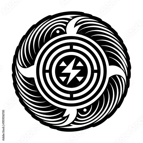 A glyph style icon of divine current symbol