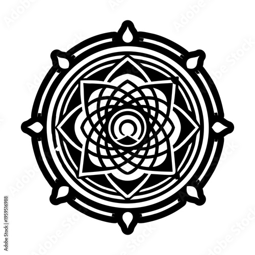 A glyph icon of spiritual mandala