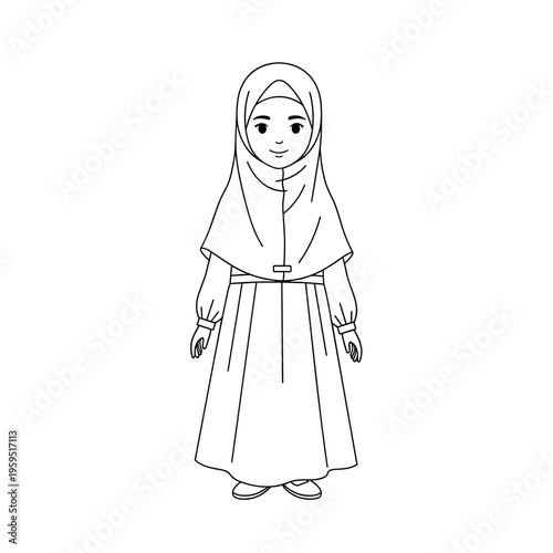 Young girl wearing a hijab dress.