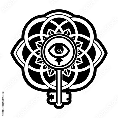 Spiritual key icon designed in solid style