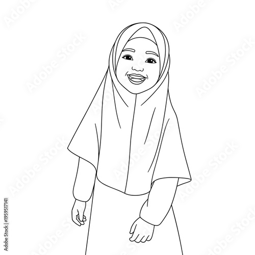Young Girl Wearing Hijab Smiling.