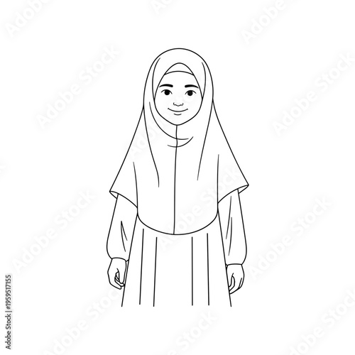 Young Muslim Girl Wearing Hijab Smiling.