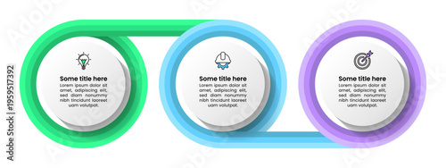 Infographic template. 3 connected circles with icons