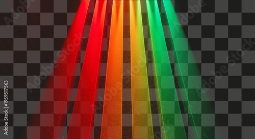 Vibrant abstract light beams graphic element on transparent background for creative design projects