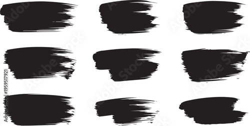 Abstract brushstrokes in black arranged on a white background artistic silhouette high quality