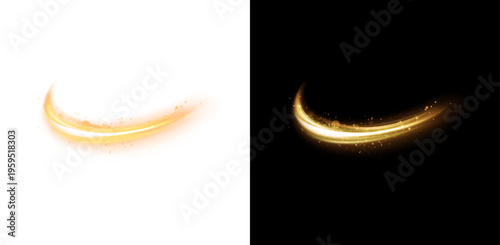 Wallpaper Mural Glowing golden swirl with floating particles and soft light trail. Abstract golden light composition with glowing particles, stardust and shimmering glitter. Torontodigital.ca