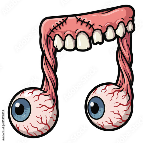 Cartoon monster eyes with teeth.