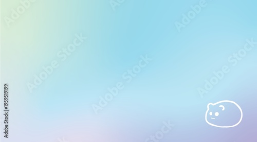 Soft Pastel Blue Gradient Background with Cute Chalk Hamster Doodle