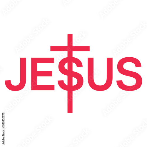 Jesus Christ symbol with dollar sign.
