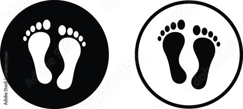 Two footprints Icon set human footstep silhouette symbol vector Illustration