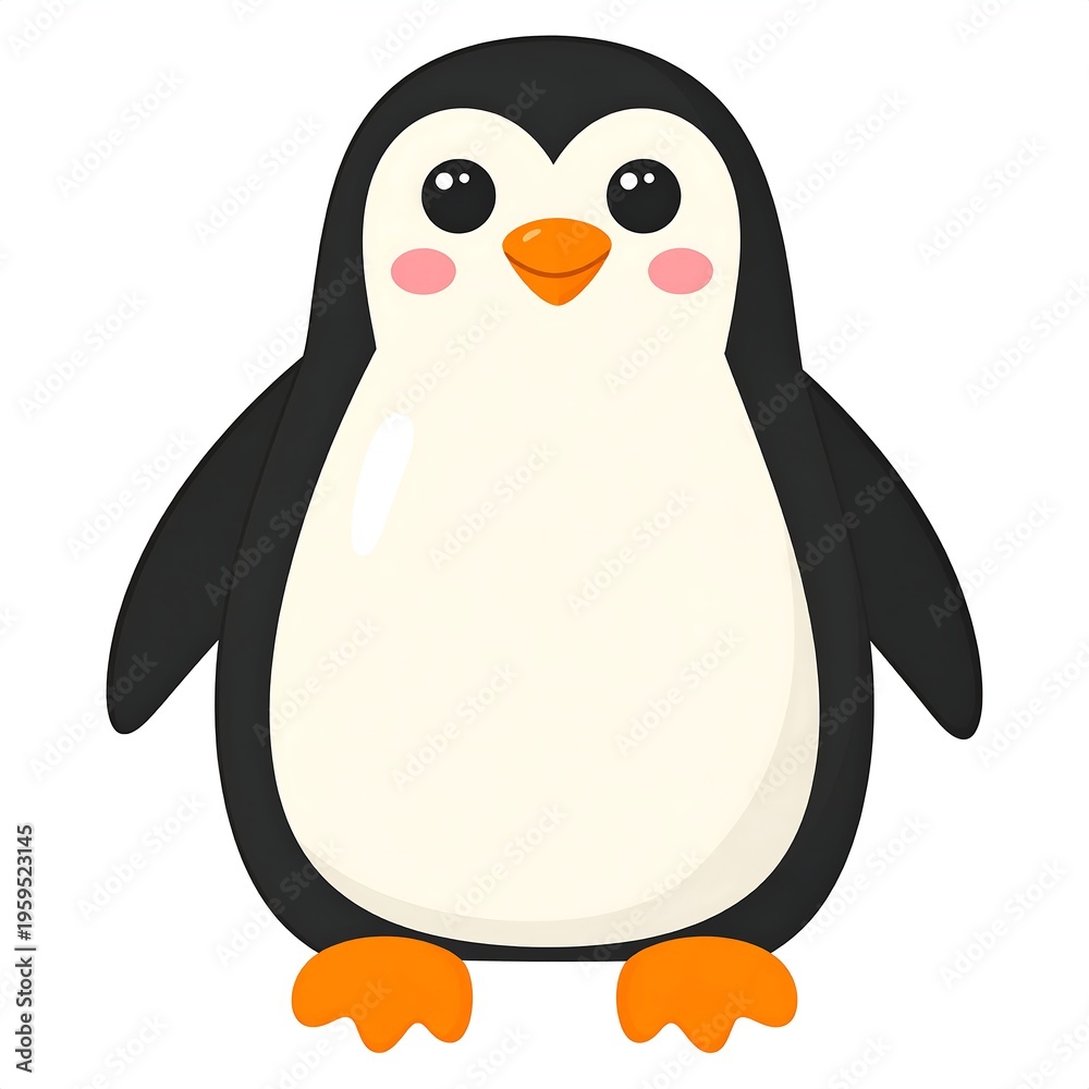 Obraz premium Cute cartoon penguin with happy face and eyes high resolution image