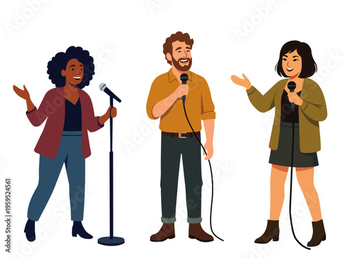 stand up comedy show spoken event illustration microphone comedian