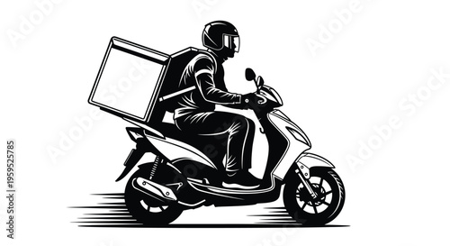 Professional delivery rider on a scooter swiftly transporting packages, showcasing efficient and reliable service.