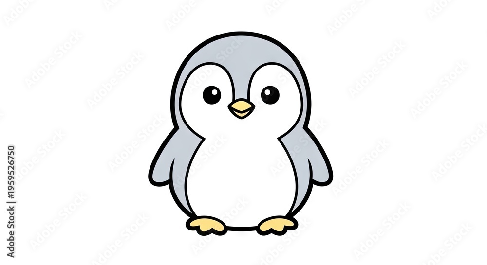 Obraz premium Cartoon penguin illustration with a simple design on a white background