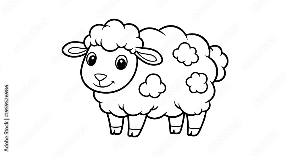Obraz premium Cartoon sheep illustration isolated white background for creative designs