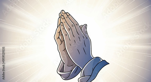 Praying hands in prayer gesture with clasped fingers and glowing light background symbolizing hope and spirituality