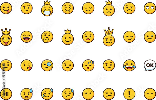 emoji emoticon smiley emoji face facial expression emotion reaction happy sad thinking wink kiss laughing sleeping confused neutral crying surprised funny cartoon yellow emoji messaging social media i
