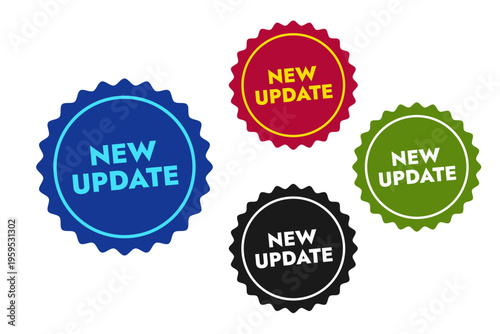 Vector New Update Badge Set Colorful Promotional Stickers for Software and Apps