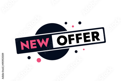 Vector New Offer Label Modern Black and Pink Promotional Banner for Retail