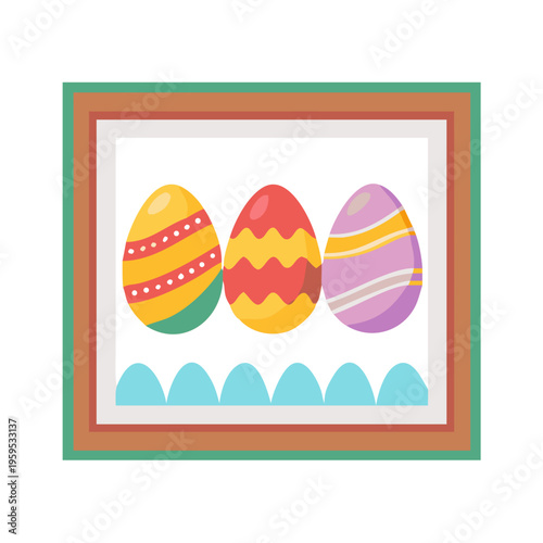 PNG Colorful eggs arranged in a frame illustration easter colors.
