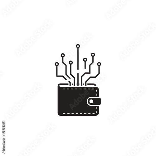 Digital Wallet Icon with Circuit Board Connections