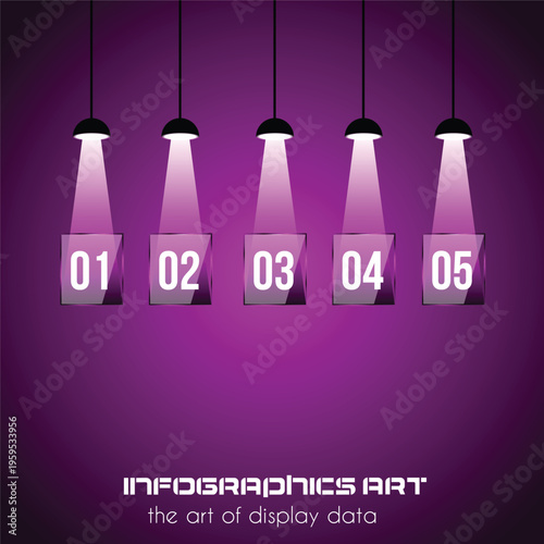 5 Steps Spotlight Hanging Lamps Infographic Set