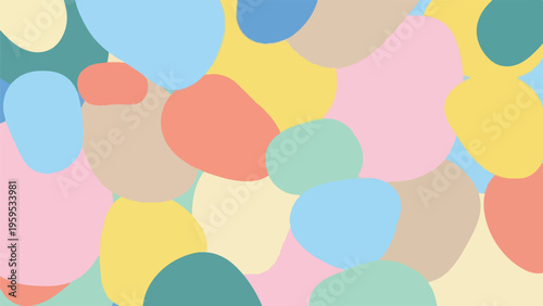 Colorful, abstract background with overlapping, rounded shapes in various pastel hues