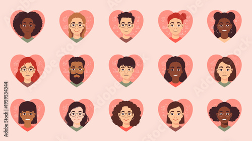 A vibrant illustration of a woman with glasses and a thoughtful expression, set against a soft pink background with white doodles.