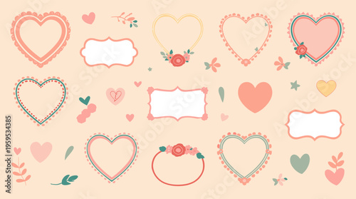 A simple, modern illustration of a heart and leaves in a soft color palette, conveying love and growth.