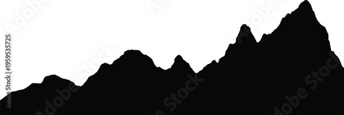 Silhouette of mountain range with multiple peaks and ridges forming jagged skyline natural terrain contours vector illustration design