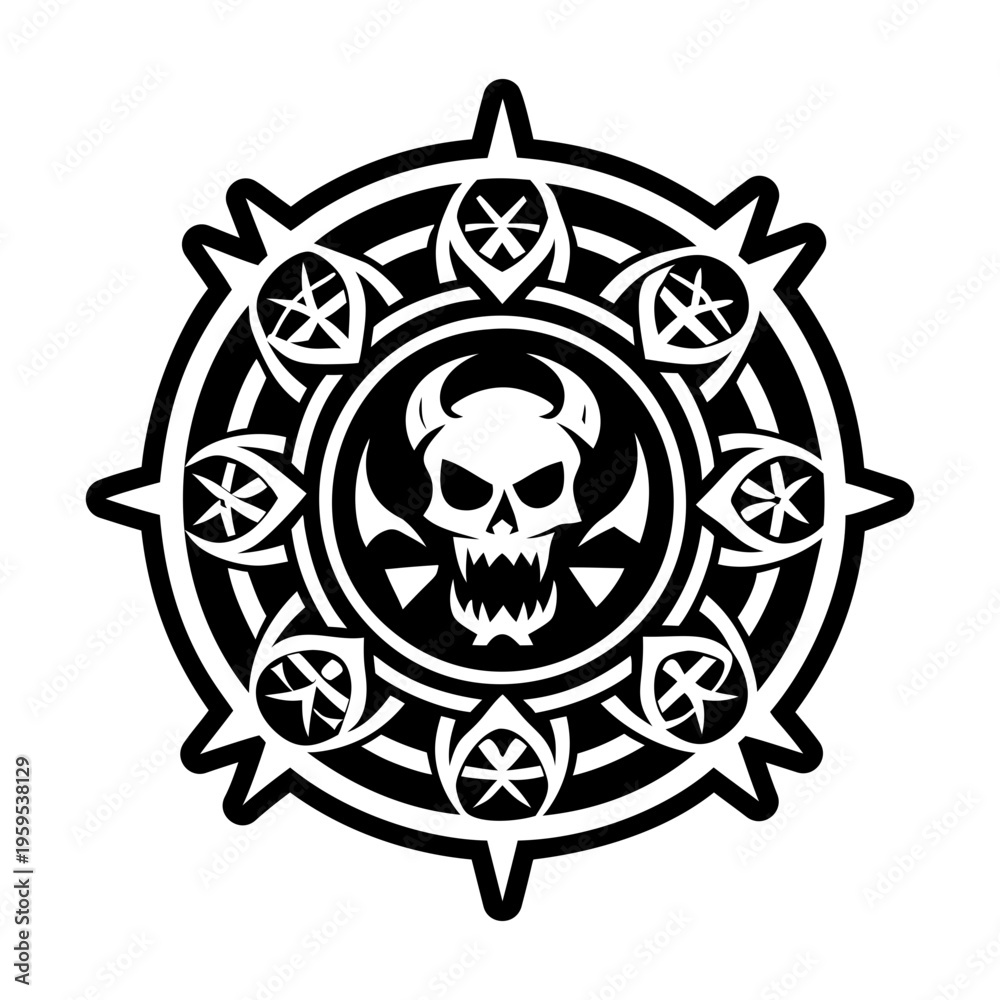 Naklejka premium A solid style icon of hell circle symbol