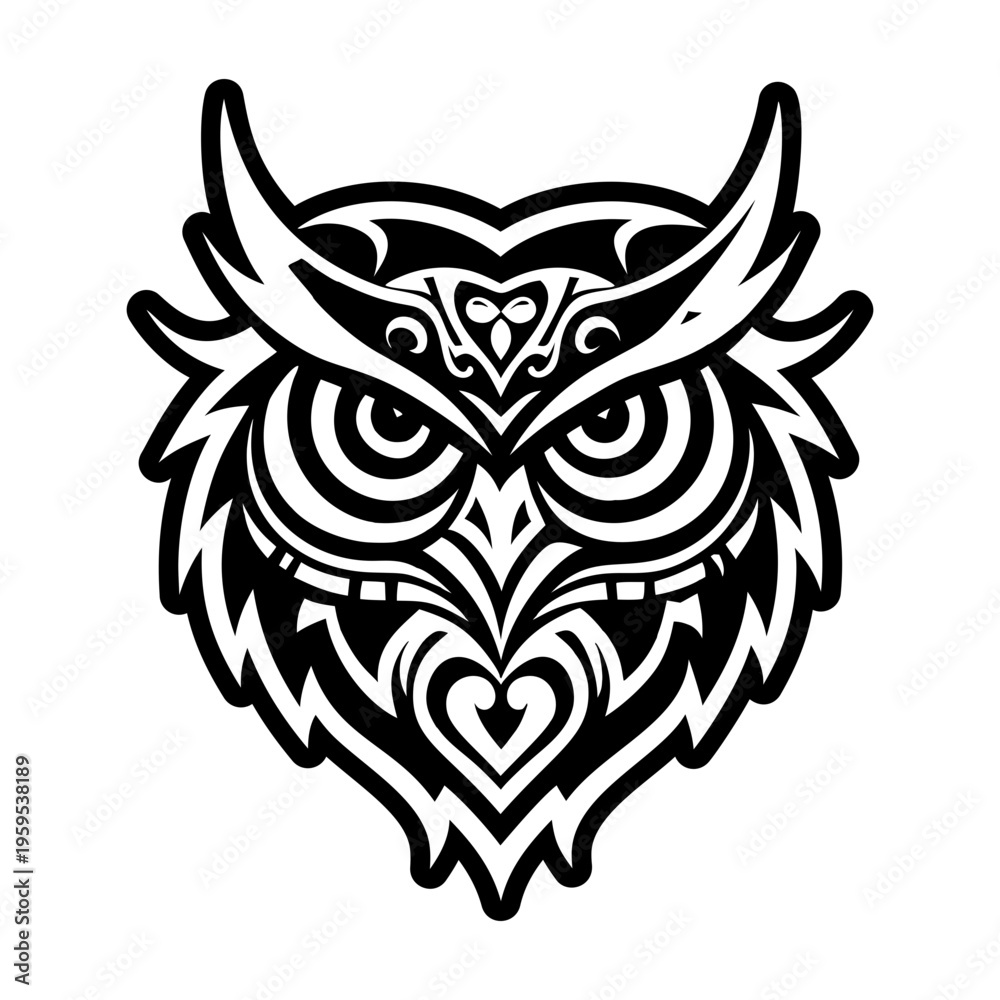 Naklejka premium A glyph style icon of owl tattoo