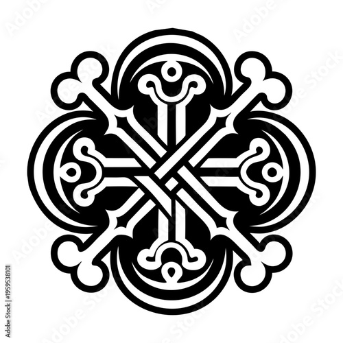 A filled style icon of bone sigil tattoo