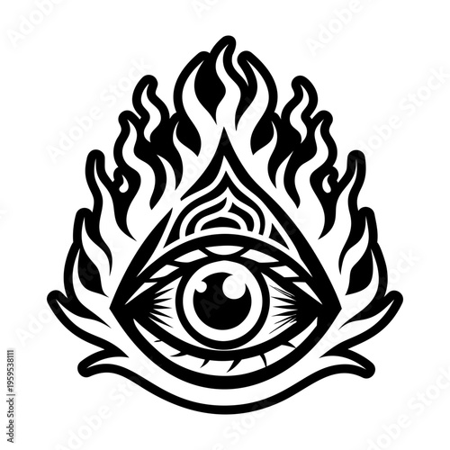 A glyph style icon of burning eye tattoo