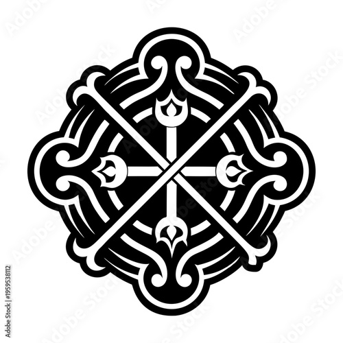 A solid style icon of demon sigil symbol