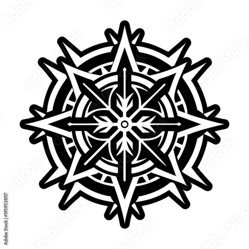 A filled style icon of chaos star tattoo