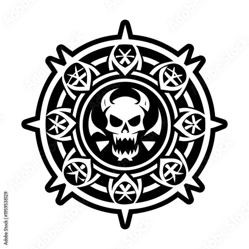 A solid style icon of hell circle symbol